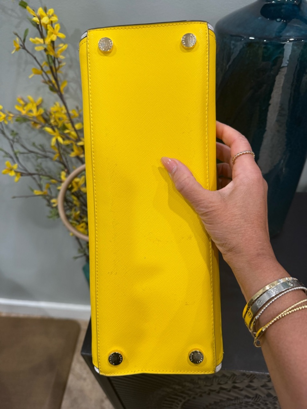 Michael Kors Yellow Saffiano leather colorblock Satchel - Picture 4 of 8